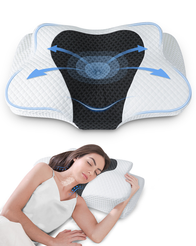 HOMCA Almohada Cervicales y Cuello, Almohada Ergonómica de Espuma Viscoelástica, Almohada para Dormir de Lado, Boca Arriba y Boca Abajo, 60x40x9/10cm