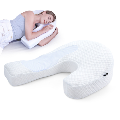 HOMCA Almohada para Dormir de Lado Almohada Ergonómica Espuma de Memoria Lateral en Forma De U, Funda de Almohada Lavable