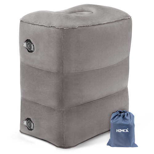 HOMCA Almohada de Descanso para Las Piernas,Almohada Inflable para Aviones, Almohada de Viaje Inflable, Automóviles, Trenes, Oficinas, Niños para Dormir en Vuelos (Gris, 1 Pieza)