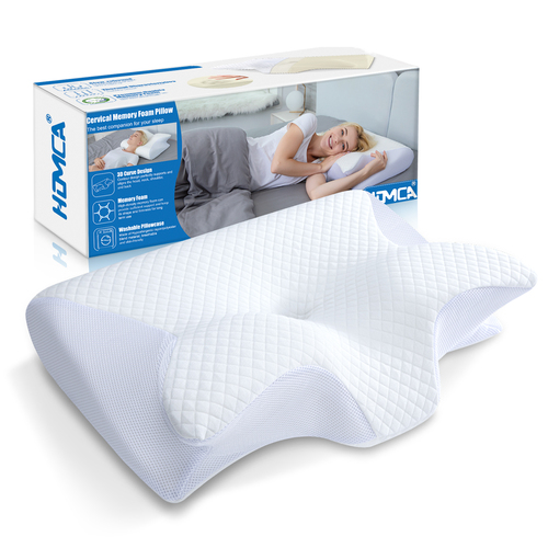 HOMCA Memory Foam Neck Pillow, 2 in 1 Contour Pillow for Neck Pain, Contour Support Pillow