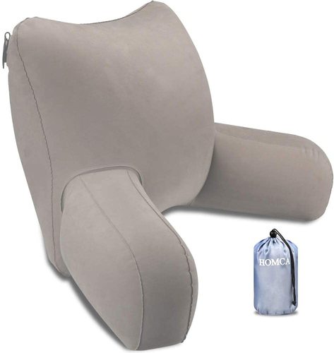 HOMCA Reading Pillow, Inflatable Backrest Pillow with Armrests, Great for Travel Camping Pillow