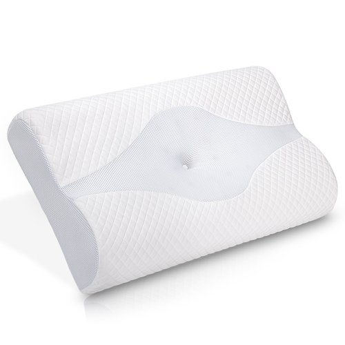 HOMCA Memory Foam Cervical Pillow for Sleeping, Neck Pillow for Pain Relief Ergonomic Orthopedic Con