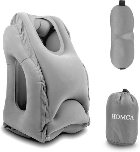 HOMCA Travel Pillow, Portable Head Neck Rest Inflatable Pillow from, Design for Airplanes, Cars, Bus